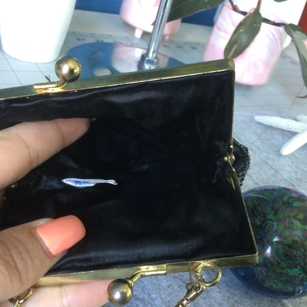 Elegant Black Beaded Women's Bag